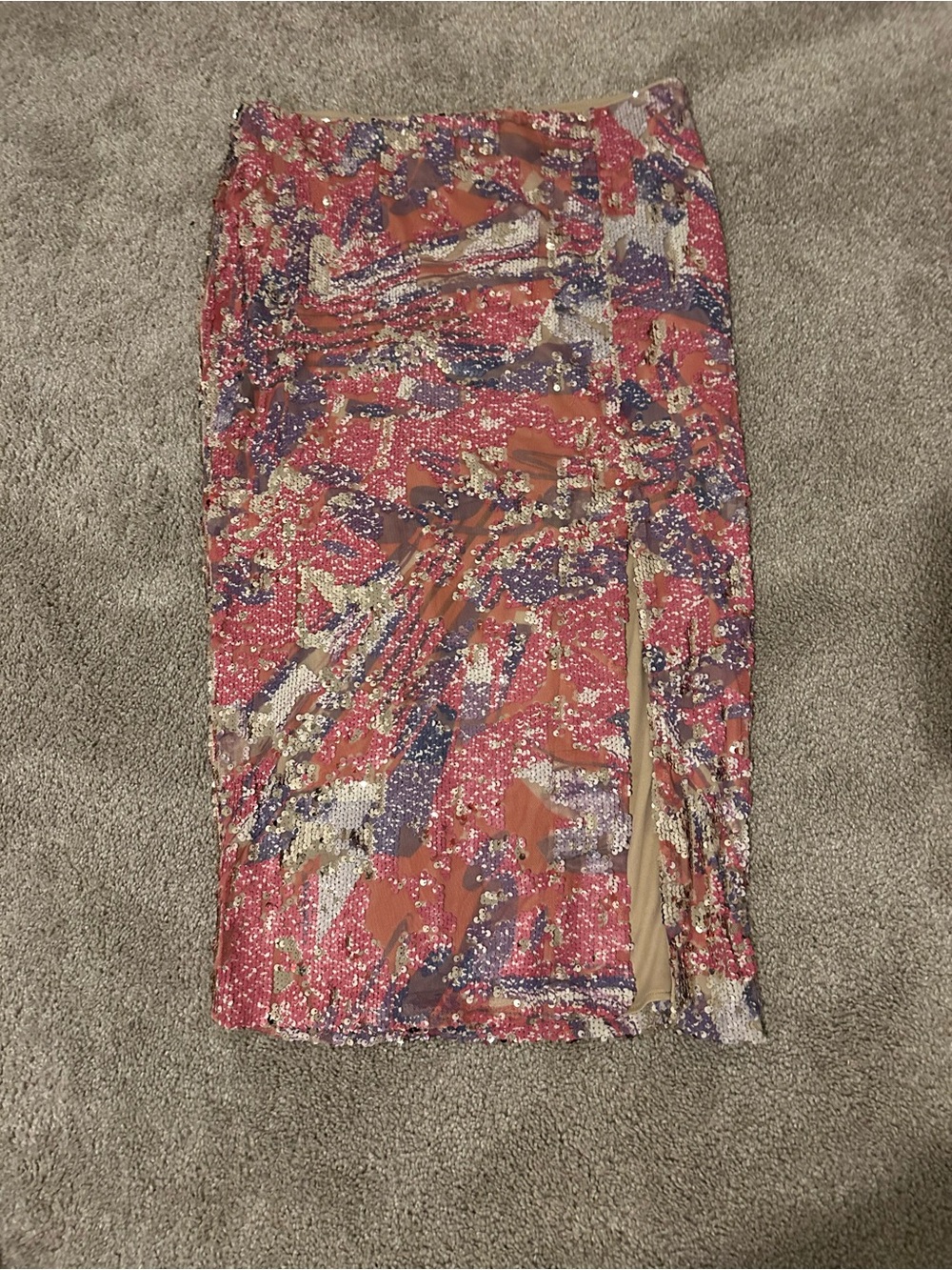 Designer Sequin Abstract Pencil Skirt with slit